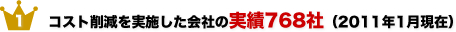 コスト削減を実施した会社の実績768社（2011月1月現在）